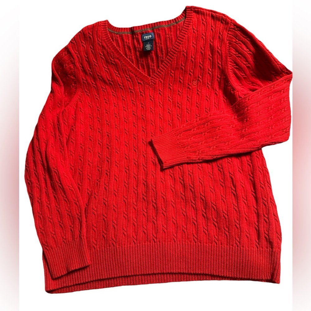 Red v-neck sweater